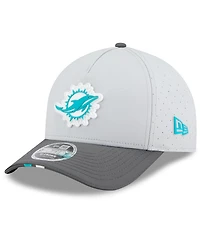 New Era Men's Gray/Graphite Miami Dolphins 2025 Nfl Training Camp A-Frame 9FORTY Adjustable Hat