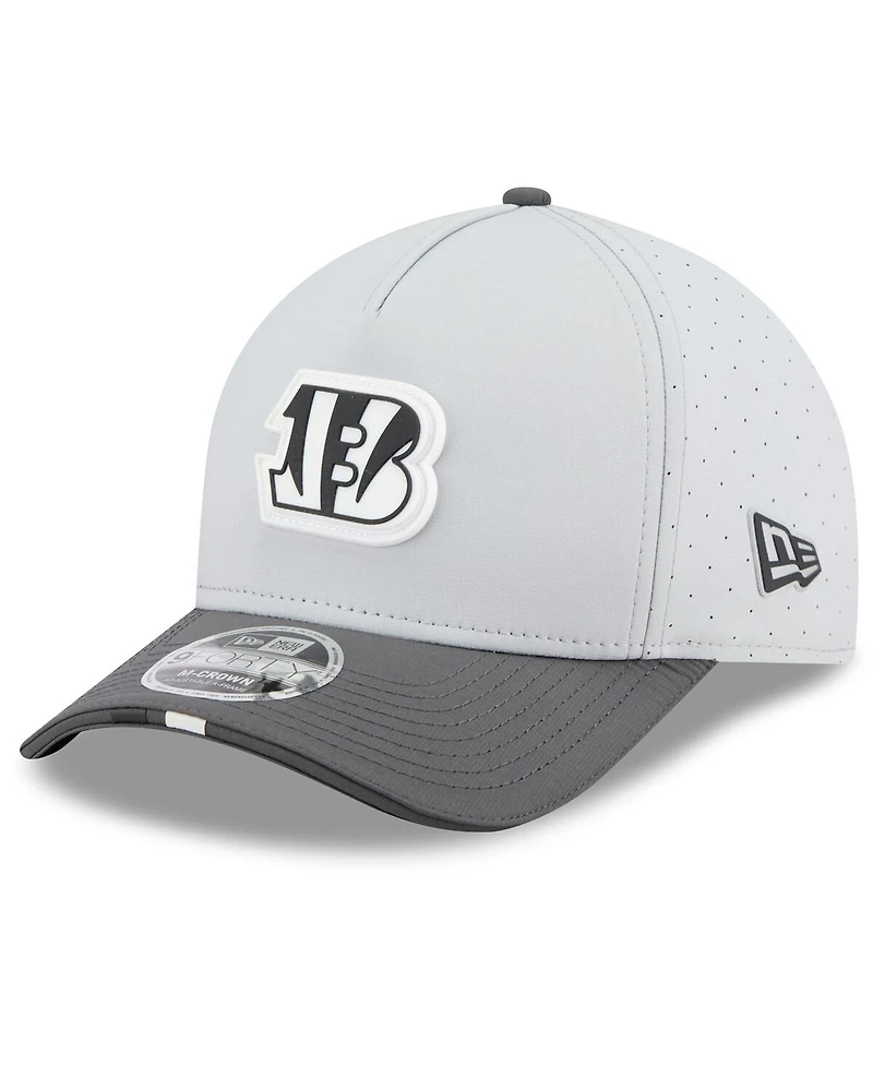 New Era Men's Gray/Graphite Cincinnati Bengals 2025 Nfl Training Camp A-Frame 9FORTY Adjustable Hat