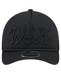 New Era Men's Black Washington Nationals City Initial 9FORTY A-Frame M-Crown Adjustable Trucker Hat