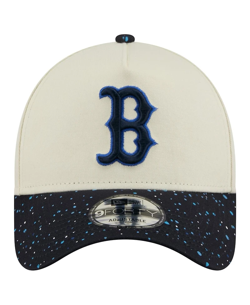 New Era Men's Cream Boston Red Sox Speckle A-Frame 9FORTY Adjustable Hat