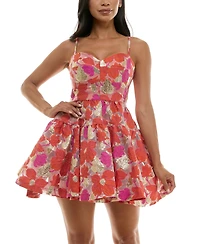 Violet Weekend Juniors' Metallic Jacquard Fit & Flare Dress