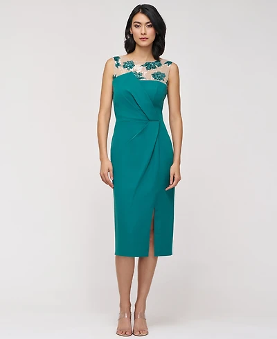 Js Collections Women's Adelaide Illusion-Yoke Embellished Sheath Dress