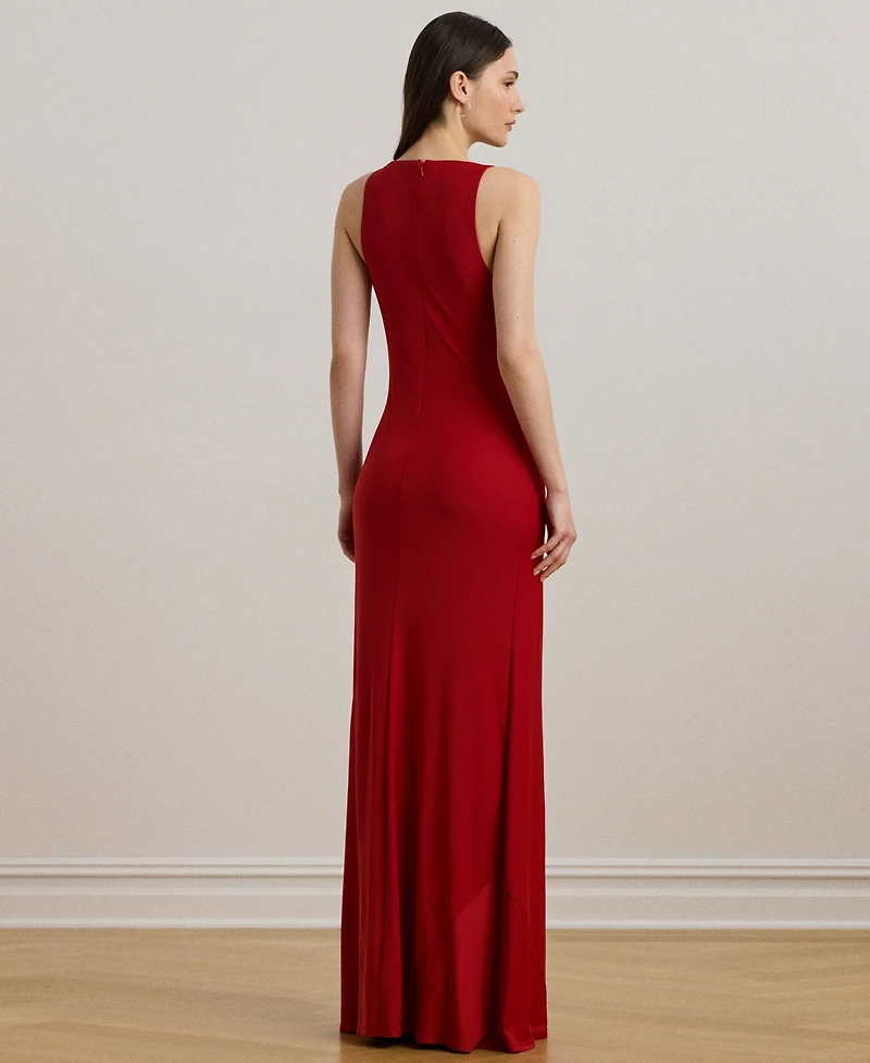 Lauren Ralph Women's Ring-Trim Jersey Cowlneck Gown