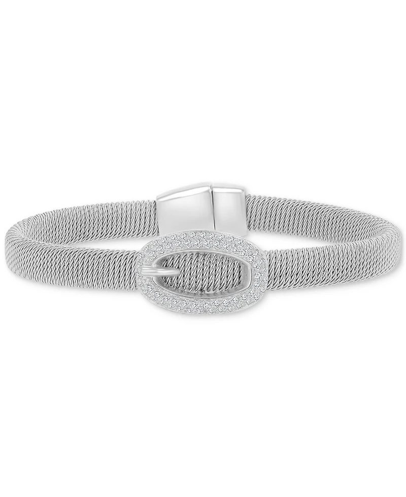 Macy's Cubic Zirconia Buckle Charm Bracelet Sterling Silver (also 14k Gold Over Silver)