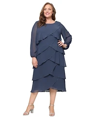 Sl Fashions Plus Tiered Chiffon A-Line Dress