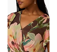 Adrianna Papell Plus Chiffon Printed High-Low Midi Dress