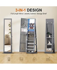 Vlsrka Led jewelry storage cabinet with back shelves and 360° rotation.