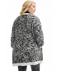 June + Vie Women's Leopard-Print Eyelash Cardigan