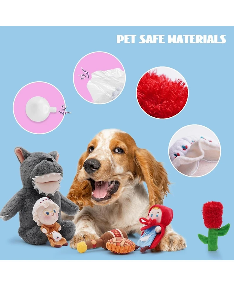 Nocciola 6 in 1 Little Red Riding Hood Plush Dog Toys, Fairy tale Puzzle Dog Toy