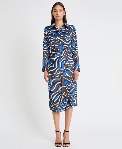 Donna Morgan Women's Collared Chiffon Shirtdress