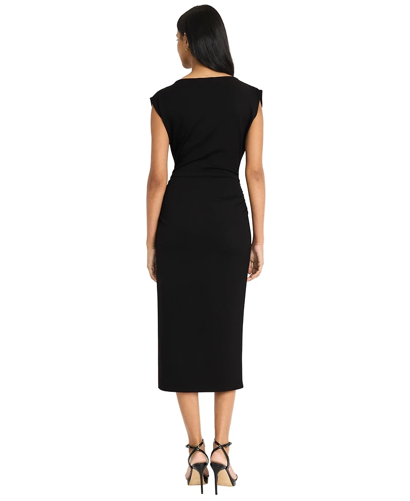 Donna Morgan Women's Boat-Neck Midi Sheath Dress