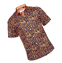 Elie Balleh Big Boys Navy Geometric Short Sleeve Button Down Shirt