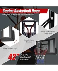 Height Adjustable Portable Shatterproof Backboard Basketball Hoop with 2 Nets