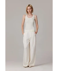 Jennie Liu Women's Scoop Neck Tank Top | 75% Merino Wool 25% Silk Ultra-Soft Layering Essential Natrual Moisture Wicking Sweater