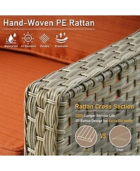 Xizzi 5 Piece Outdoor Rattan Patio Furniture Set with 3 Seat Sofa,Swivel Rocking Chairs,Solar Coffee Table,Wicker Sofa for Backyard and Porch