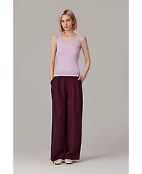 Jennie Liu Women's Scoop Neck Tank Top | 75% Merino Wool 25% Silk Ultra-Soft Layering Essential Natrual Moisture Wicking Sweater