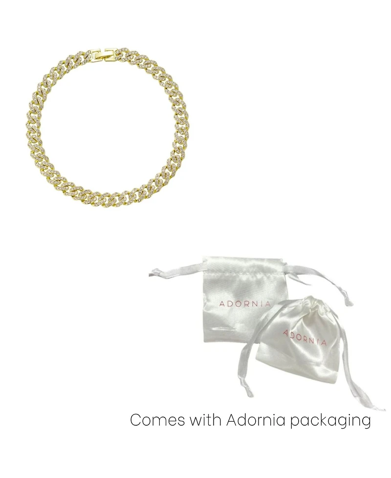 Adornia 14k Gold Plated Crystal Curb Chain Anklet