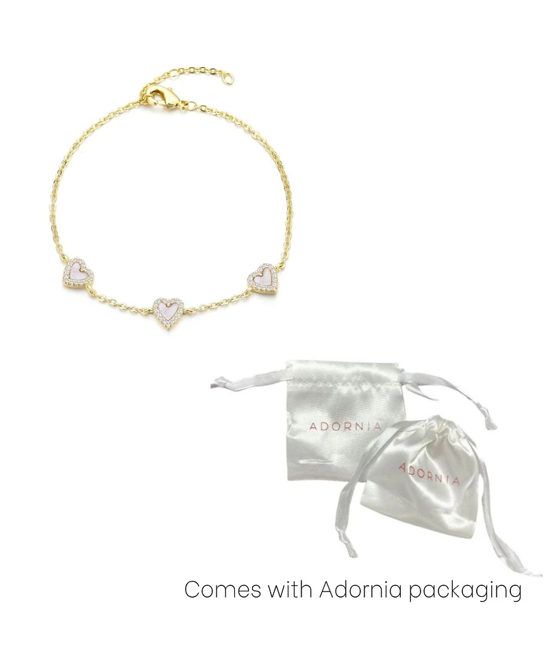 Adornia Gold Mother of Pearl Mini Halo Heart Bracelet