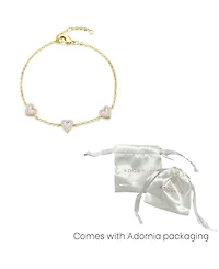 Adornia Gold Mother of Pearl Mini Halo Heart Bracelet