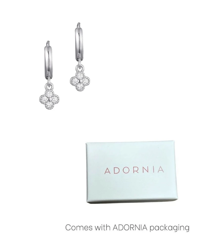 Adornia Cubic Zirconia Extra Mini Clover Dangle Huggie Earrings