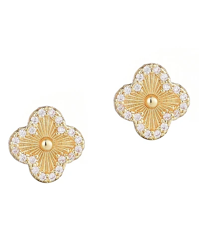Adornia Button Clover Cubic Zirconia Halo Stud Earrings