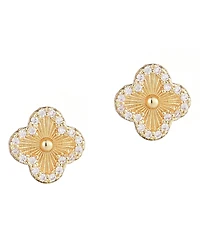 Adornia Button Clover Cubic Zirconia Halo Stud Earrings