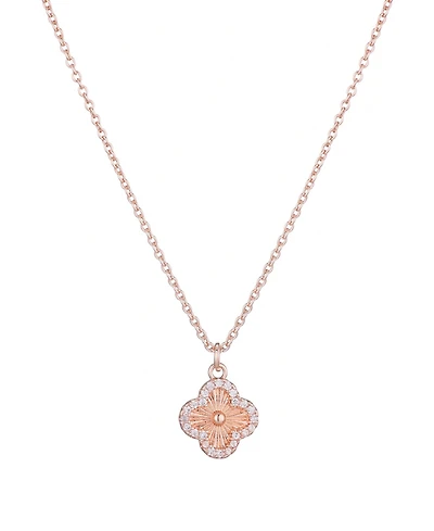 Adornia Cubic Zirconia Button Clover Halo Pendant Necklace