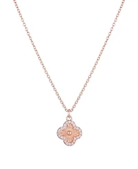 Adornia Cubic Zirconia Button Clover Halo Pendant Necklace