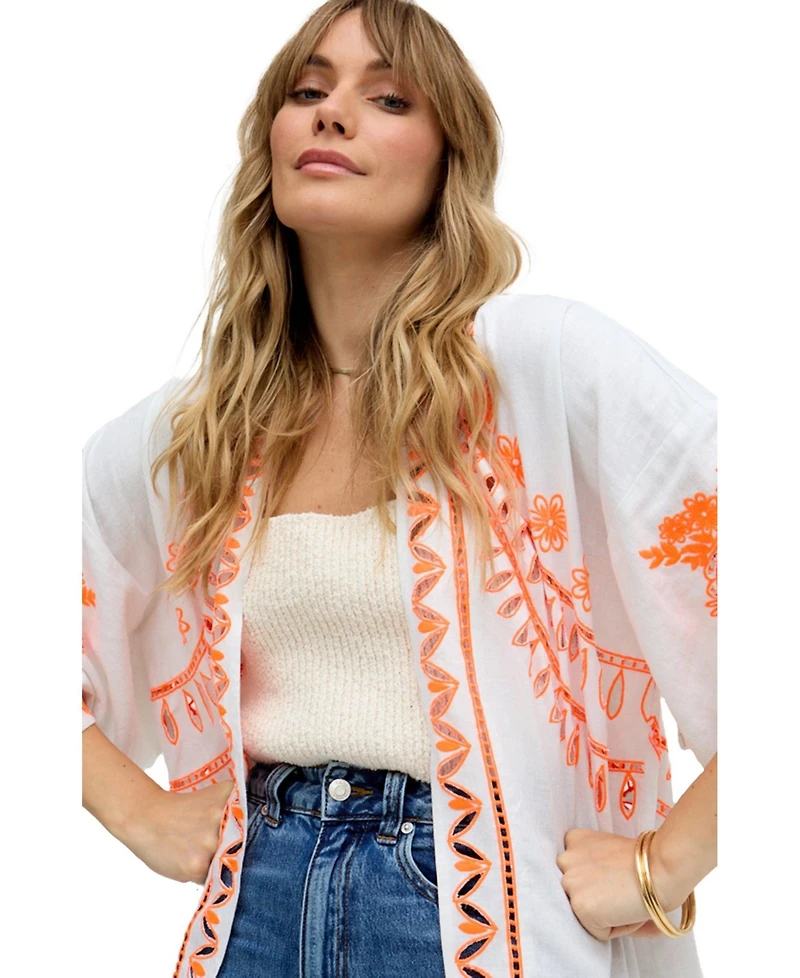 Raffya Women's Lupe Edge To Embroidered Kimono