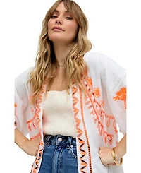 Raffya Women's Lupe Edge To Embroidered Kimono
