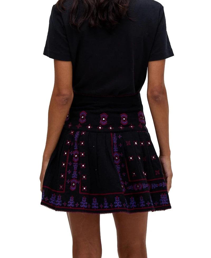 Raffya Women's Issabel All Over Embroidered Mini Skirt