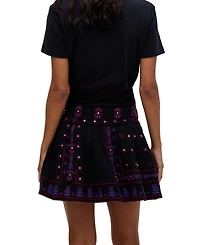 Raffya Women's Issabel All Over Embroidered Mini Skirt