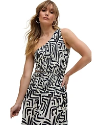 Raffya Women's Jazz Jersey One Shoulder Warhol Print Midi Dress