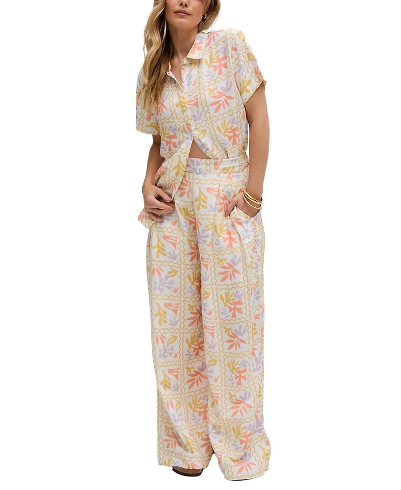 Raffya Women's Matisse Wide Leg Patchwork Floral Print Trouser