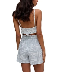 Raffya Women's Sammie Paperbag Waist Warhol Print Shorts