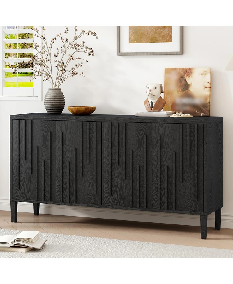 Streamdale Furniture 59.8" 4-Door Sideboard - Farmhouse Buffet/Tv Stand