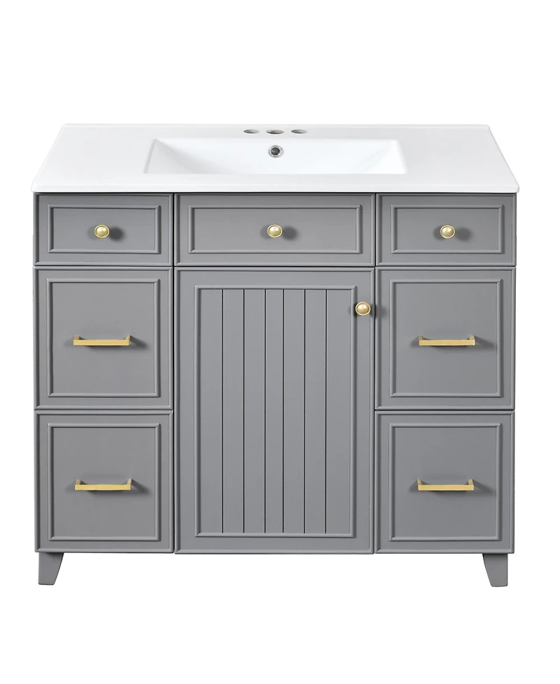 Streamdale Furniture 36" Bathroom Vanity w/ Ceramic Sink & Hairdryer Drawer