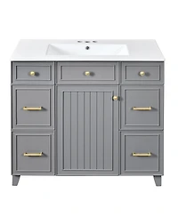 Streamdale Furniture 36" Bathroom Vanity w/ Ceramic Sink & Hairdryer Drawer
