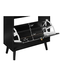 Boyel Living Freestanding Modern Shoe Storage Cabinet 3 Metal Rattan Door Shoe Rack Shoe Cabinet with 3 Flip Drawers for Entryway Living Room, Black