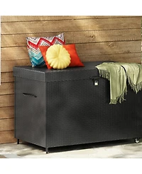 Streamdale Furniture 230 Gallon Wicker Deck Box with Wheels
