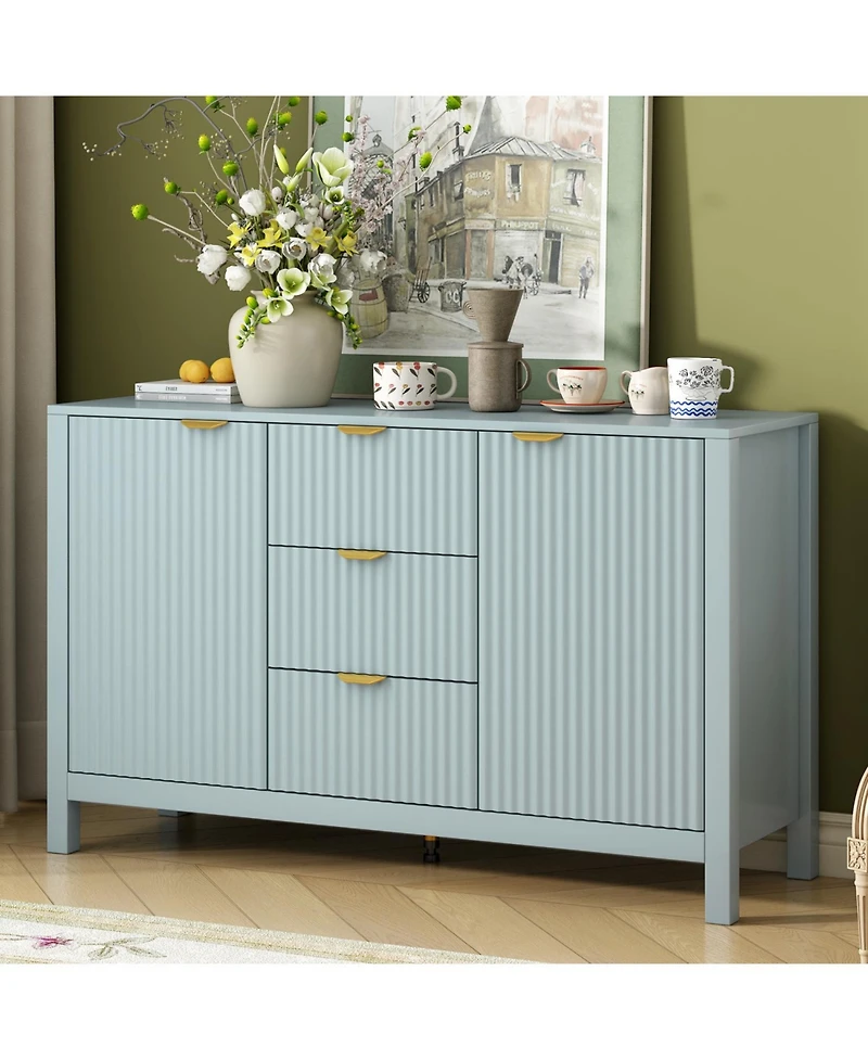 Streamdale Furniture Wave Design Sideboard - Adjustable Shelves Drawers Soft-Close Doors