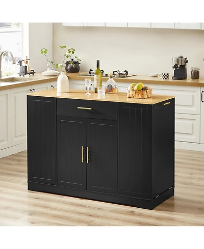 Streamdale Furniture Kitchen Island w/ Drawers & Trash Storage - Black