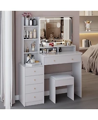 Streamdale Furniture 41" Led Mirror Vanity Table with Stool