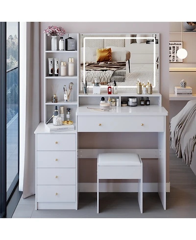 Streamdale Furniture 41" Led Mirror Vanity Table with Stool