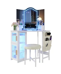Vlsrka Vanity Makeup Desk with Mirror and Lights