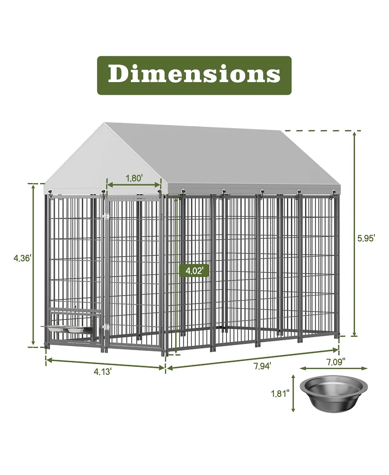 Streamdale Furniture Large Dog Kennel Outdoor Pet Pen with Roof - 7.94'L