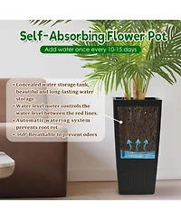 Streamdale Furniture 22" Faux Rattan Square Planter w/ Self-Watering (2-Pack Black)
