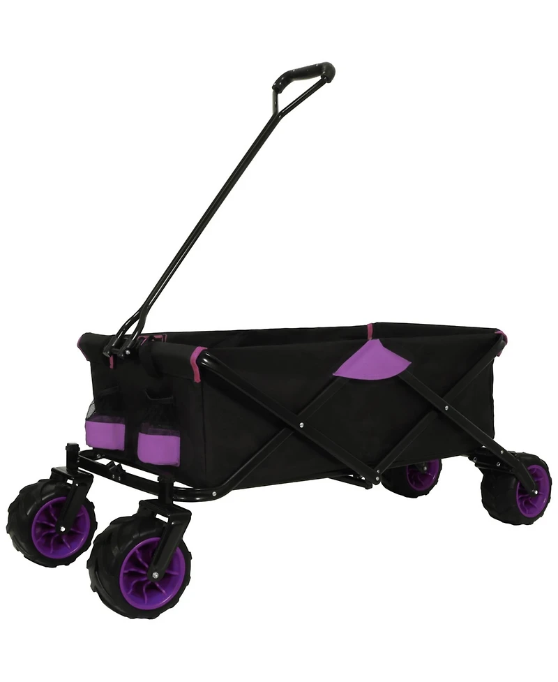 Streamdale Furniture Folding Wagon - All-Terrain Wheels Black & Purple