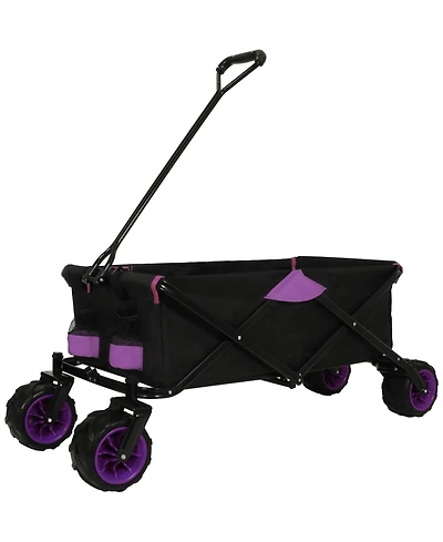 Streamdale Furniture Folding Wagon - All-Terrain Wheels Black & Purple