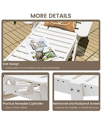 Gymax Set Of 2 Patio Chaise Lounge Chair Hdpe Outdoor Recliner w/ 4-Position Backrest